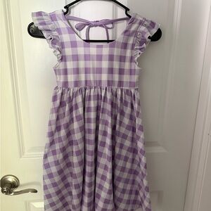 Cheeky Plum Lavender Checkered Kids Dress